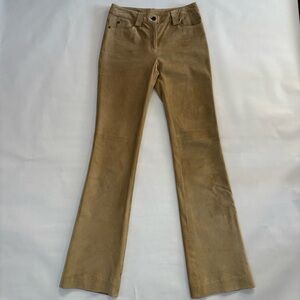Etcetera Suede Pants Women’s Size 0 Tan Brown Flare Leg 100% Leather